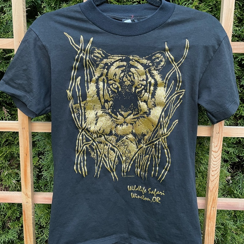 Vintage T-shirt Gold Glitter Tiger Tee
